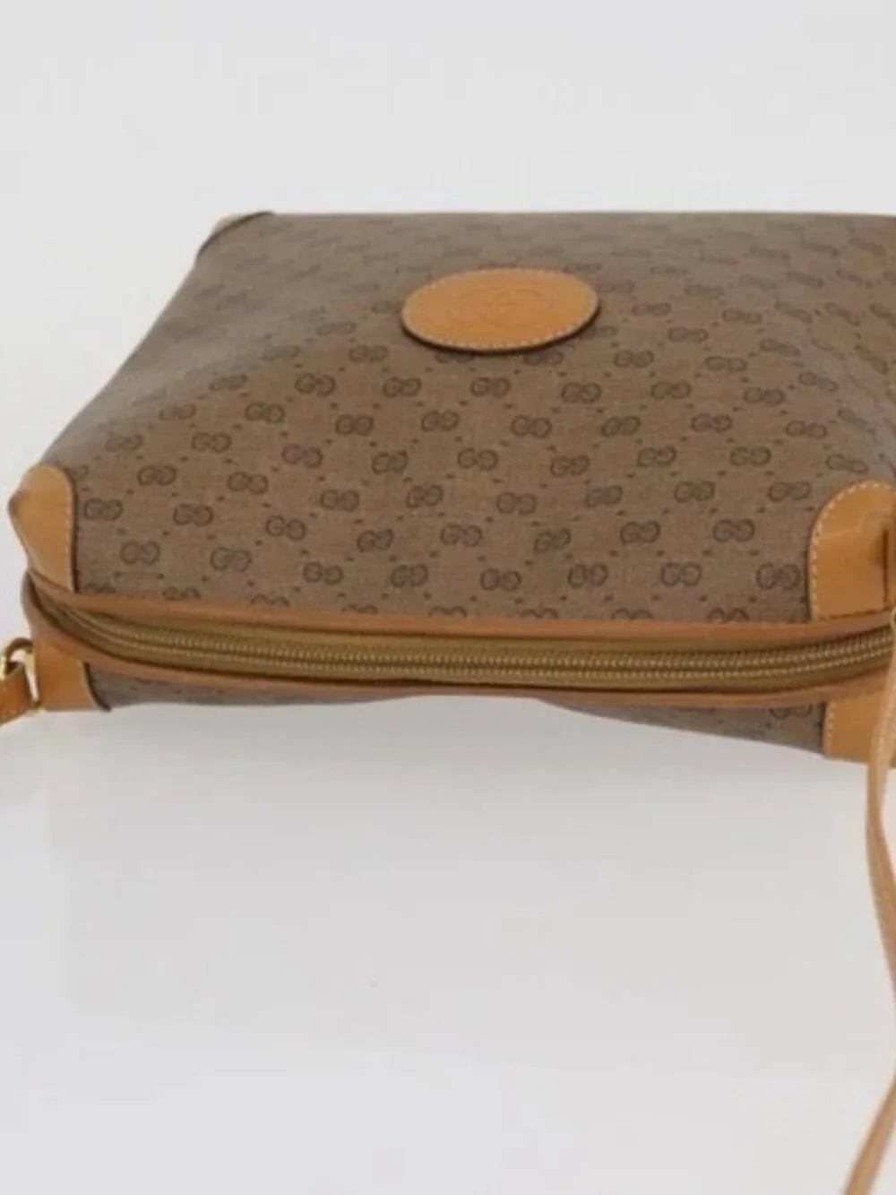 GUCCI Micro GG Supreme Shoulder Bag PVC Beige Gold 007 104 4916 Auth SW2142